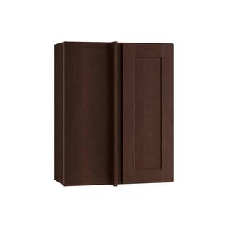 Home Decorators Collection Franklin Assembled 27x42x12 in. Plywood Shaker Wall Blind Corner Kitchen Cabinet Soft Close Left in Stained Manganite WBCU2742L-FMG