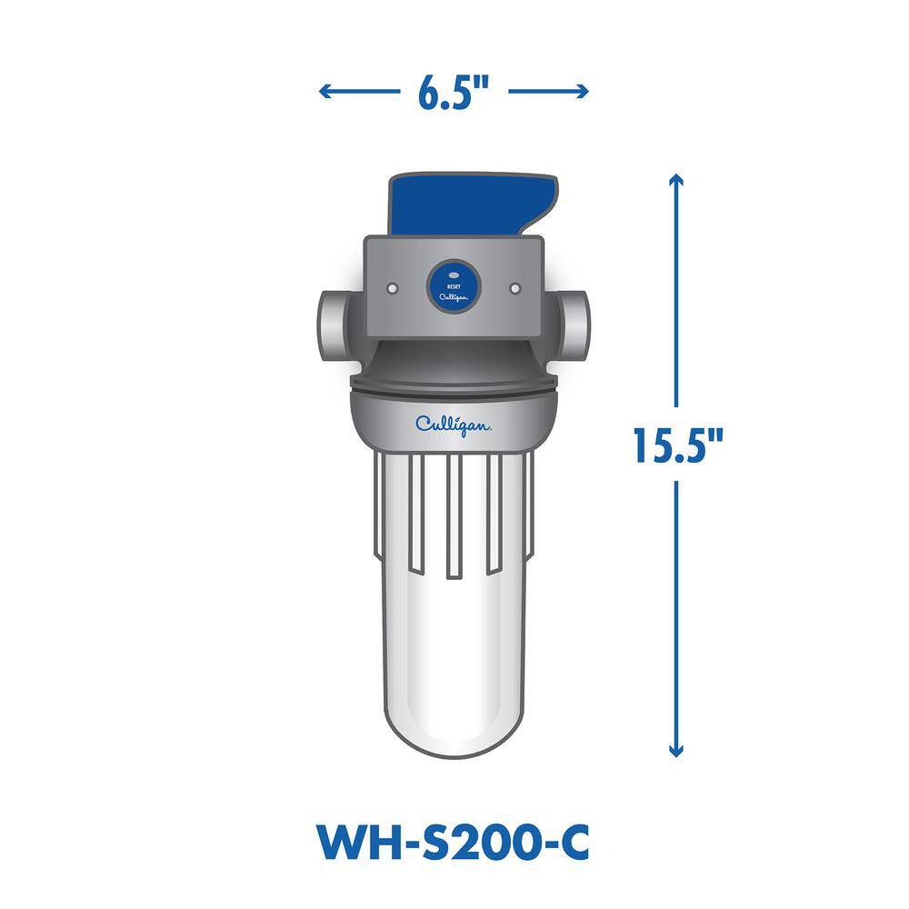 Culligan Sediment Valve-in-Head Filter Clear Housing with P5 Cartridge Water Filtration System WH-S200-C