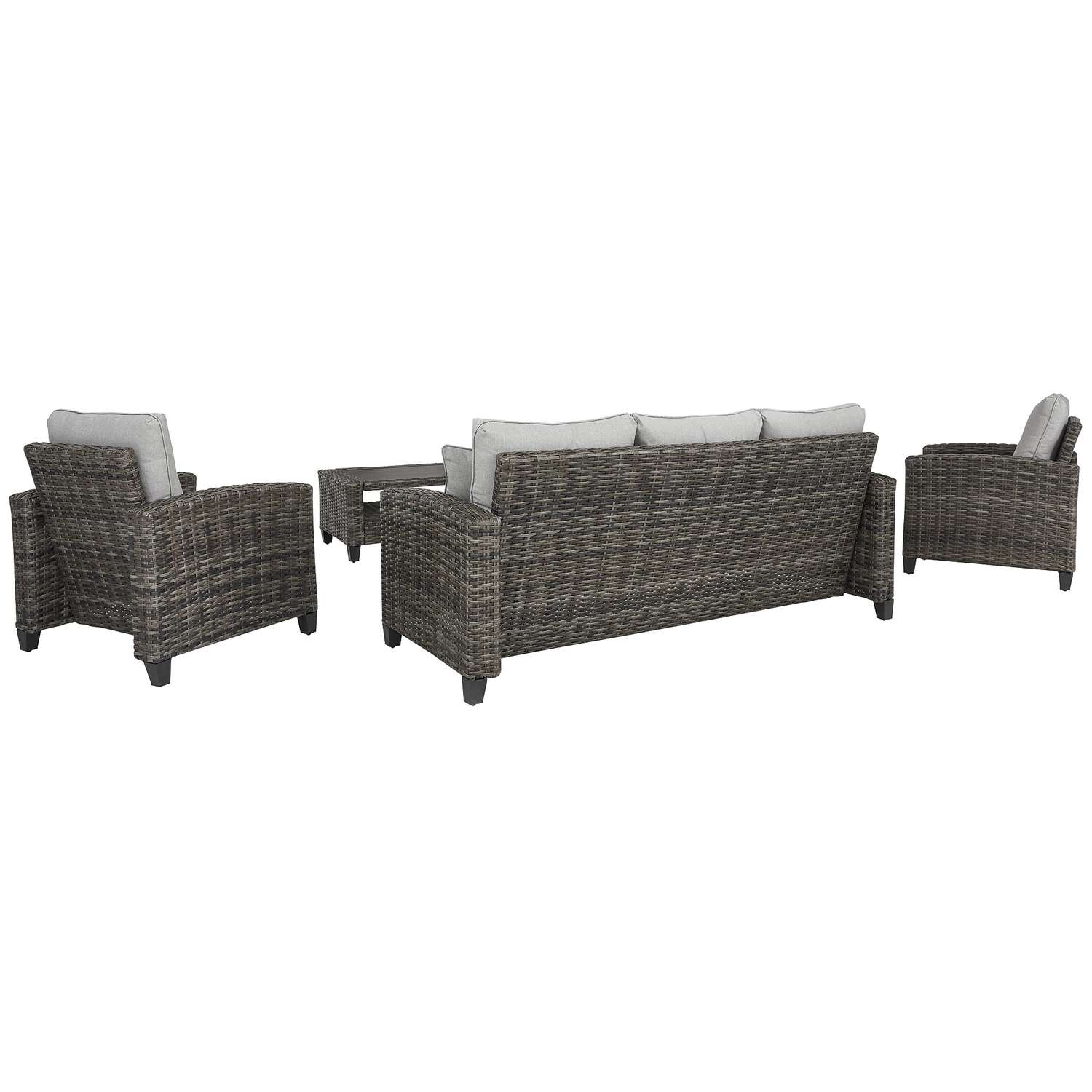 Signature Design by Ashley Cloverbrooke 4 pc Gray Aluminum Wicker Conversation Set Gray