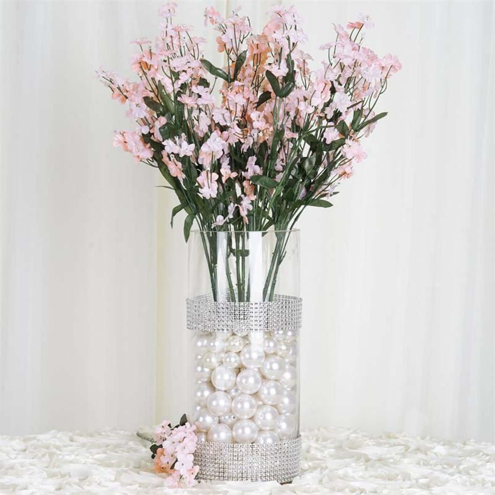 12 Stems Blush Artificial Silk Babys Breath Flower Bushes Spray