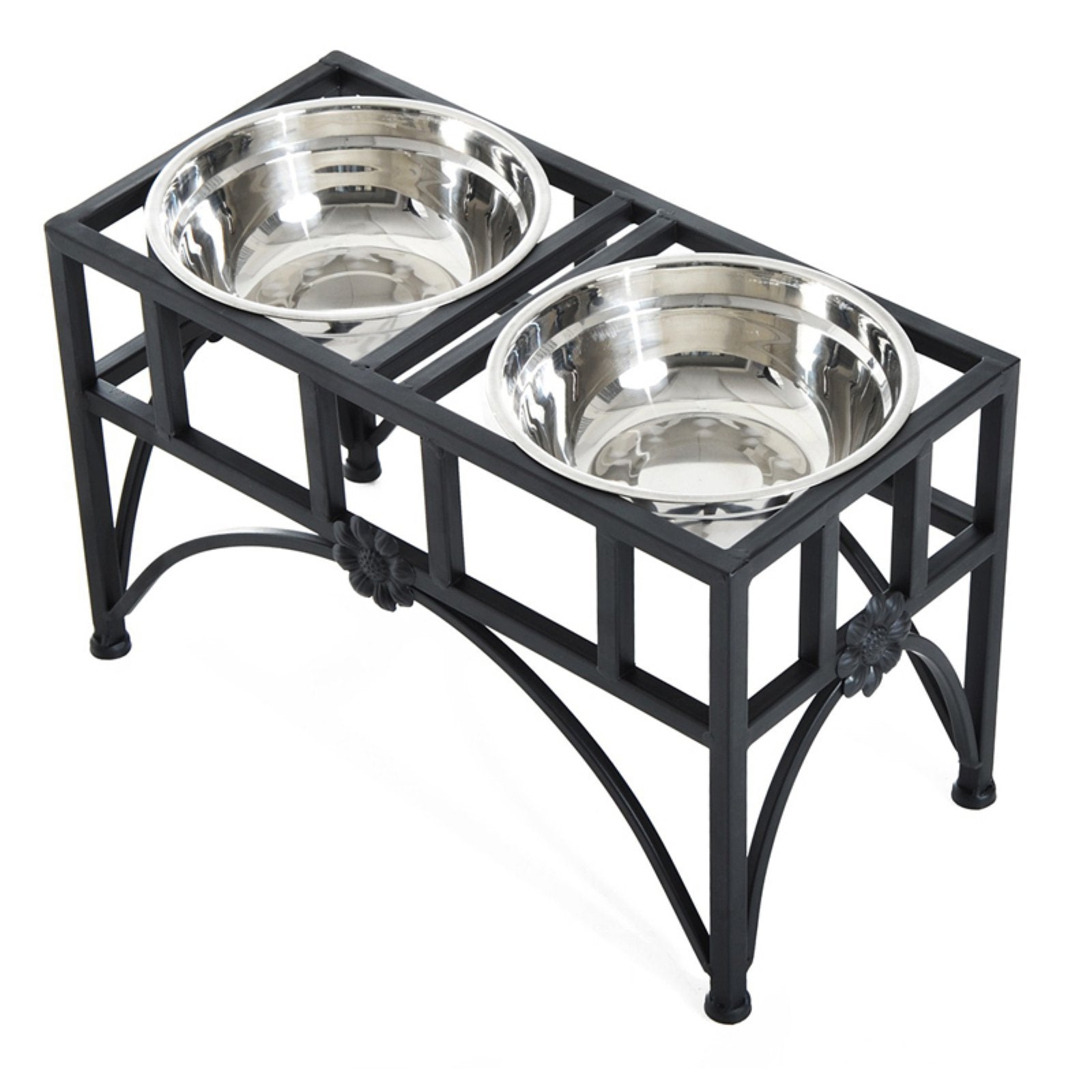 Pawhut Elevated Double Stainless Steel Bowl Dog and Cat Feeder