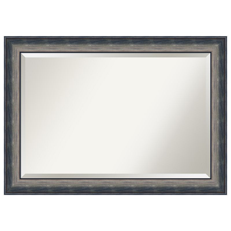 Quicksilver Scoop Beveled Wood Bathroom Wall Mirror