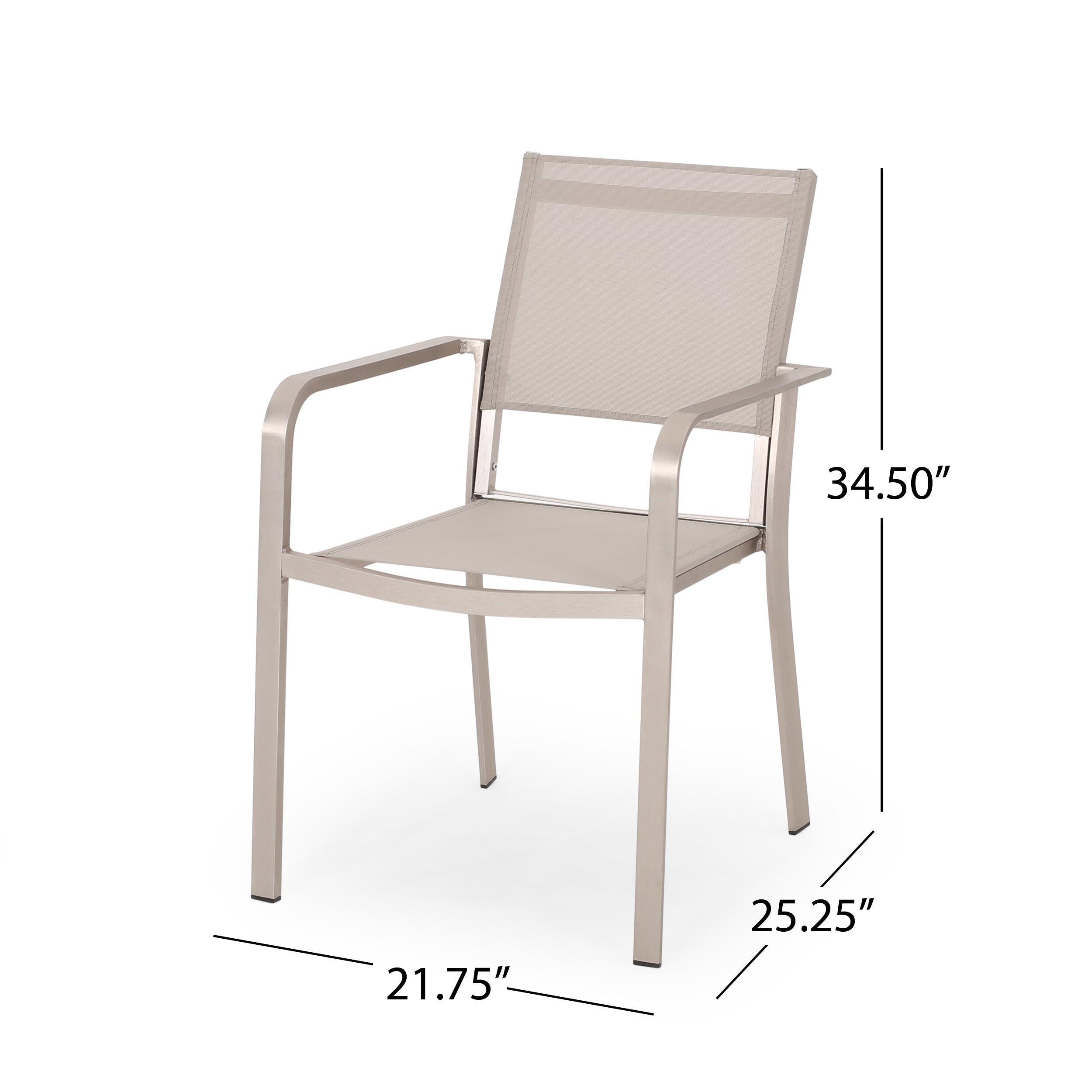 Martin Outdoor Modern Aluminum Dining Chair with Mesh Seat (Set of 2)