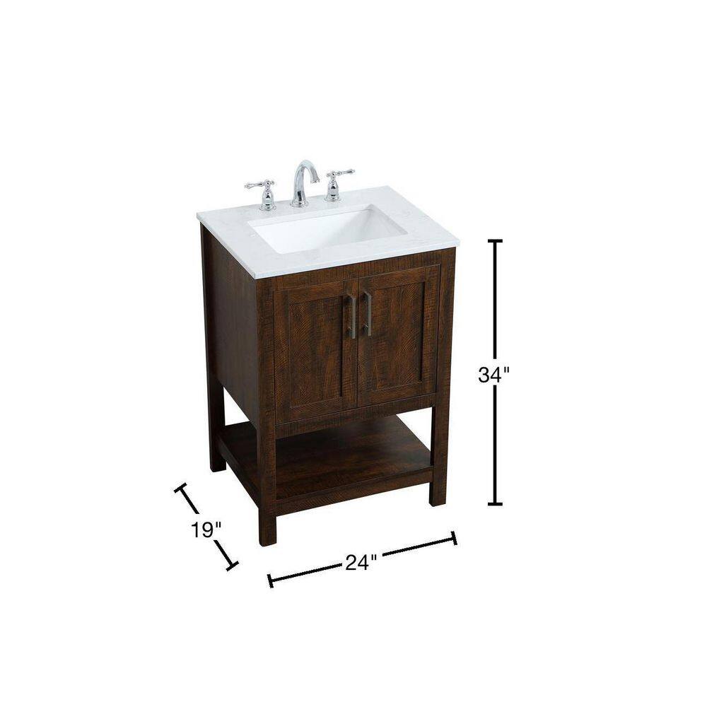 Timeless Home 24 in. W x 19 in. D x 34 in. H Single Bathroom Vanity in Espresso with Calacatta Quartz TH32024EX