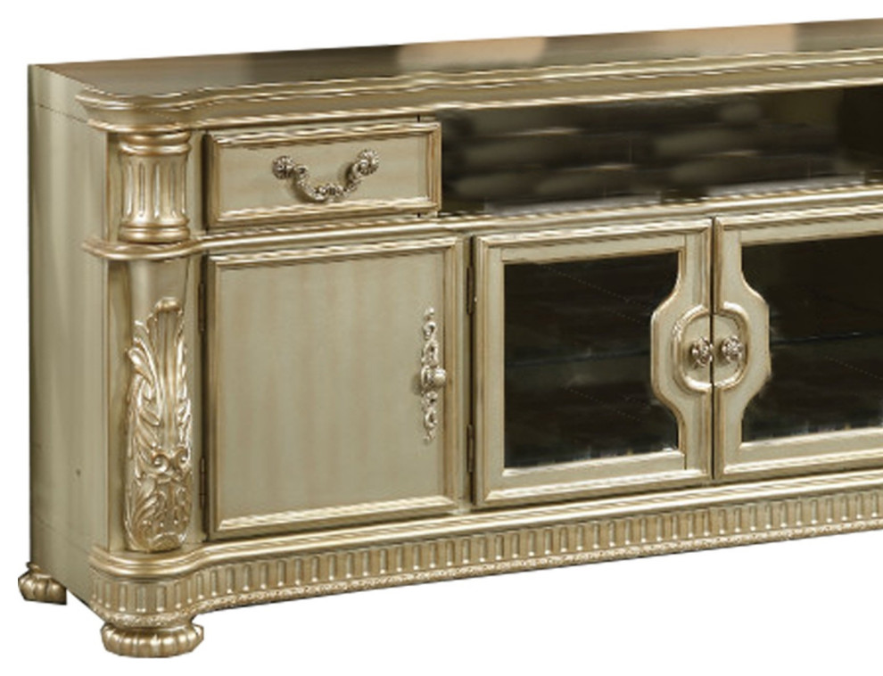 uring Tv Stand  Gold Patina and Bone   Victorian   Entertainment Centers And Tv Stands   by VirVentures  Houzz