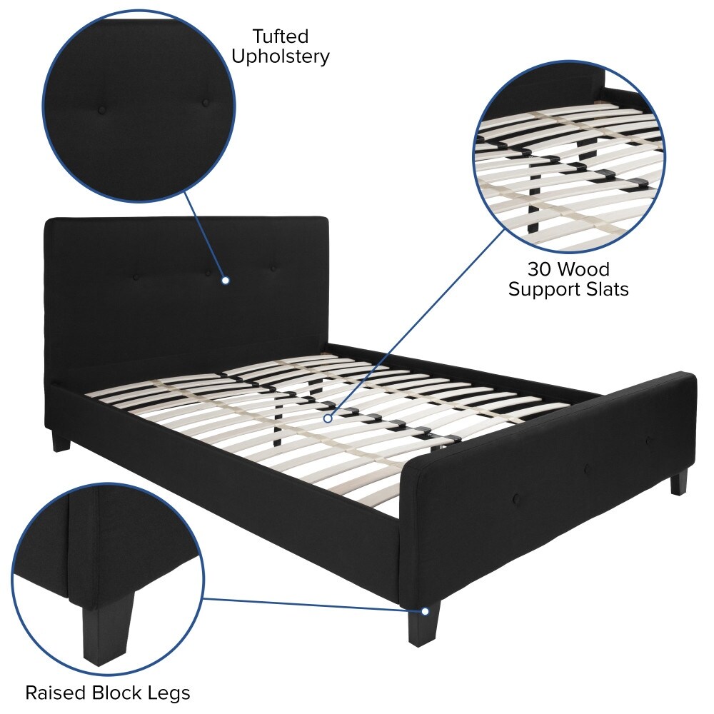 Button Tufted Upholstered Casual Style Platform Bed