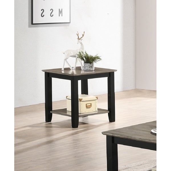 End Table With Open Shelf In Dark Brown And Grey