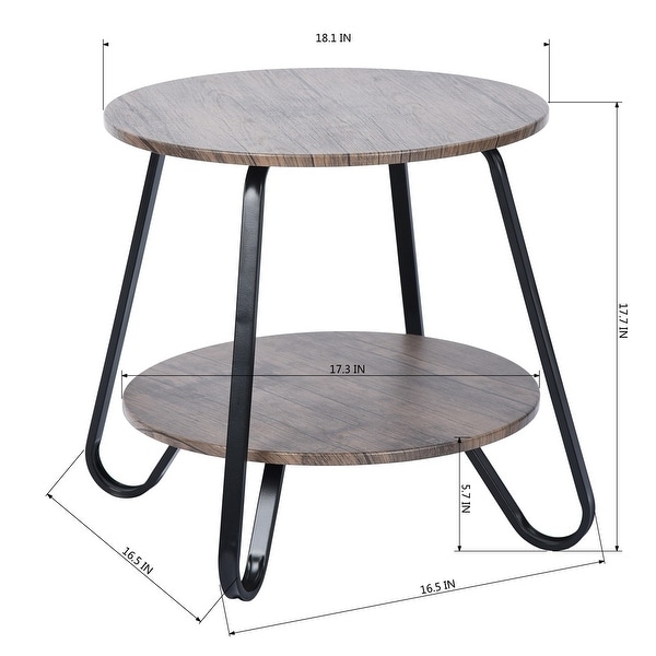 Small Round End Table with Storage