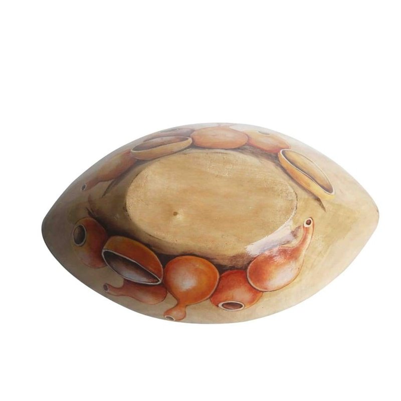 House of Avana Hand-Carved Wood Salad Bowl with Hand-Painted Calebass in Brown