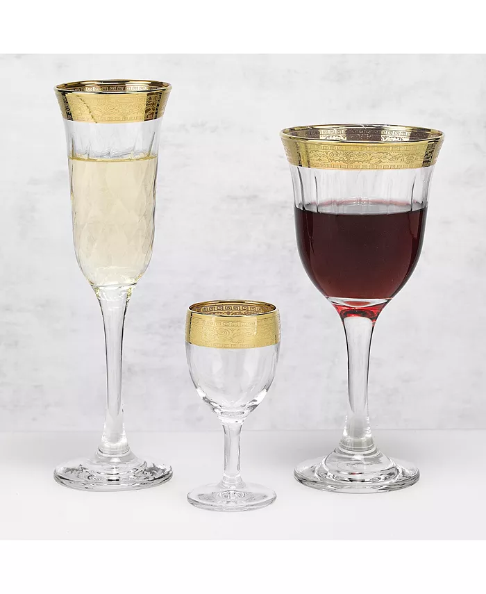 Lorren Home Trends Red Wine Set of 6 Melania Collection Gold