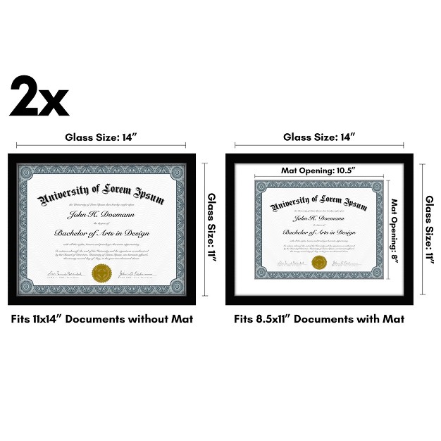 Americanflat Diploma Frame 11x14 With 8 5x11 Mat For Diploma Wood Glass