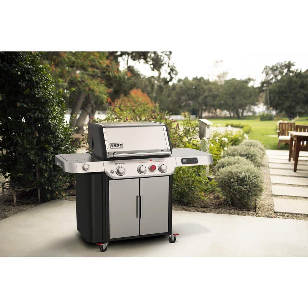 Weber Genesis Smart SX-335 3-Burner Natural Gas Grill in Stainless Steel with Side Burner 37600001