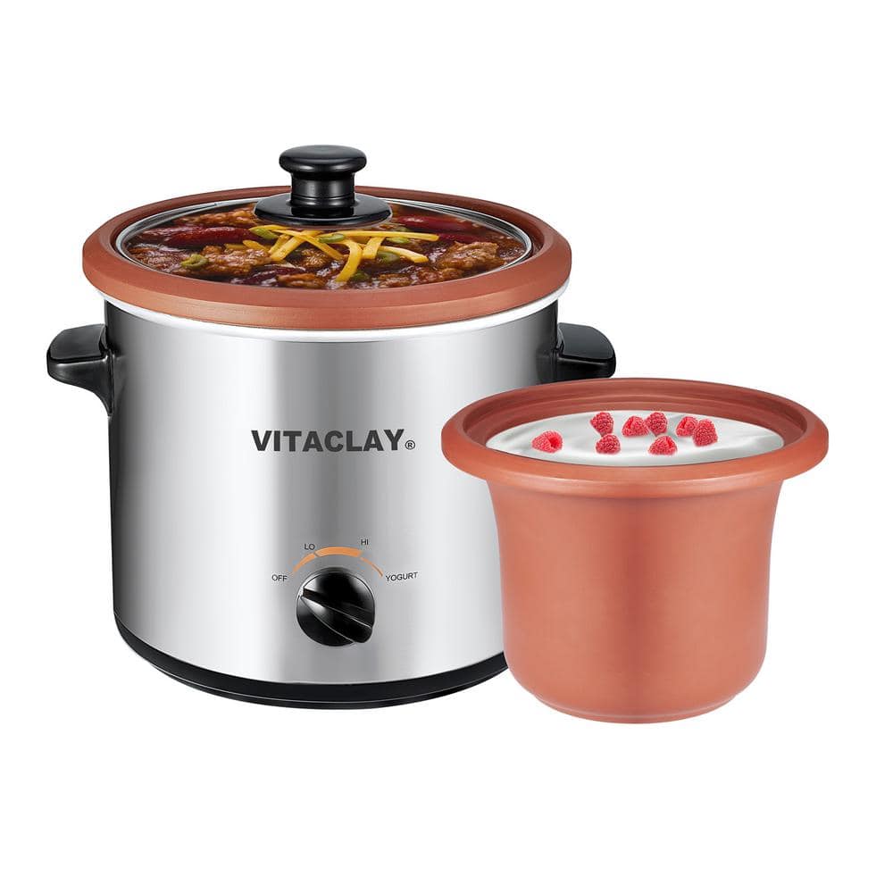 VITACLAY 2 qt. Silver Clay Yogurt Maker, Slow Cooker, and Baby Food Maker VS7600-2C