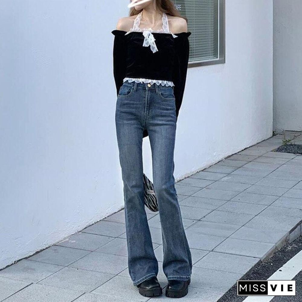 Woman Jeans High Waist Clothes Wide Leg Denim Clothing Blue Streetwear Vintage Quality Fashion Harajuku Straight Pants