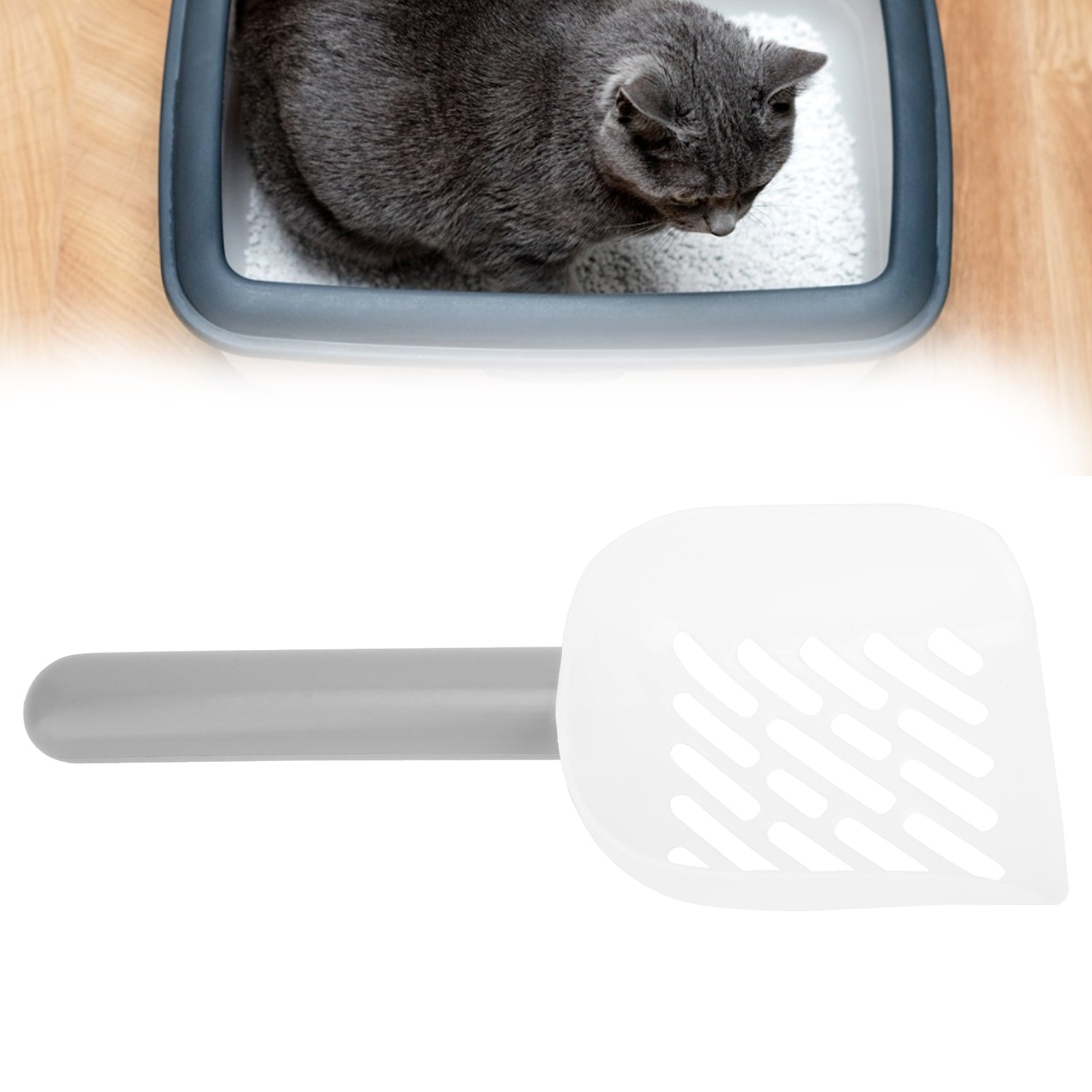 Cat Litter Scoop， Cleaning Durable Cat Poop Shovel Household Plastic With  Hook For Cat Poop For Litter Boxes Gray