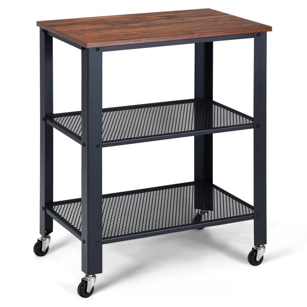 Industrial Coffee End Table Kitchen Utility Cart w/Wheels and Storage