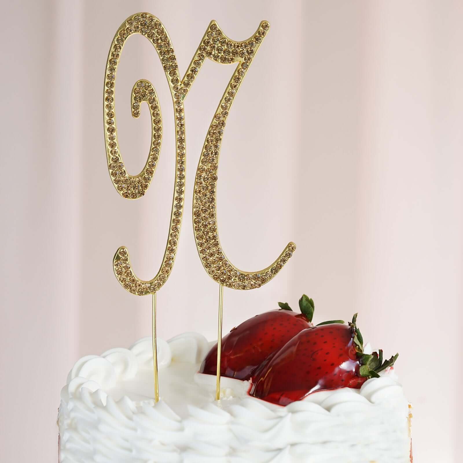 Gold Rhinestone Monogram Letter and Number Cake Toppers 4.5