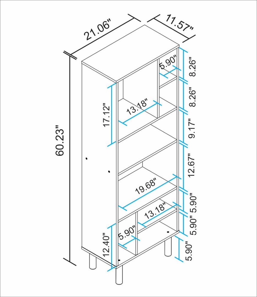 Manhattan Comfort Essex 60.23 Decor Bookcase  8 Shelves   Midcentury   Bookcases   by Manhattan Comfort  Houzz