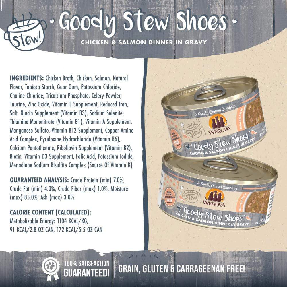 Weruva Classic Cat Stews! Goody Stew Shoes with Chicken and Salmon in Gr