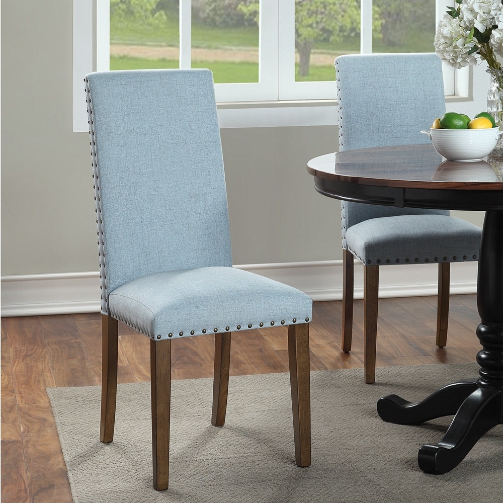 High Back Upholstered Nailhead Trim Parsons Dining Chairs (Set of 2)