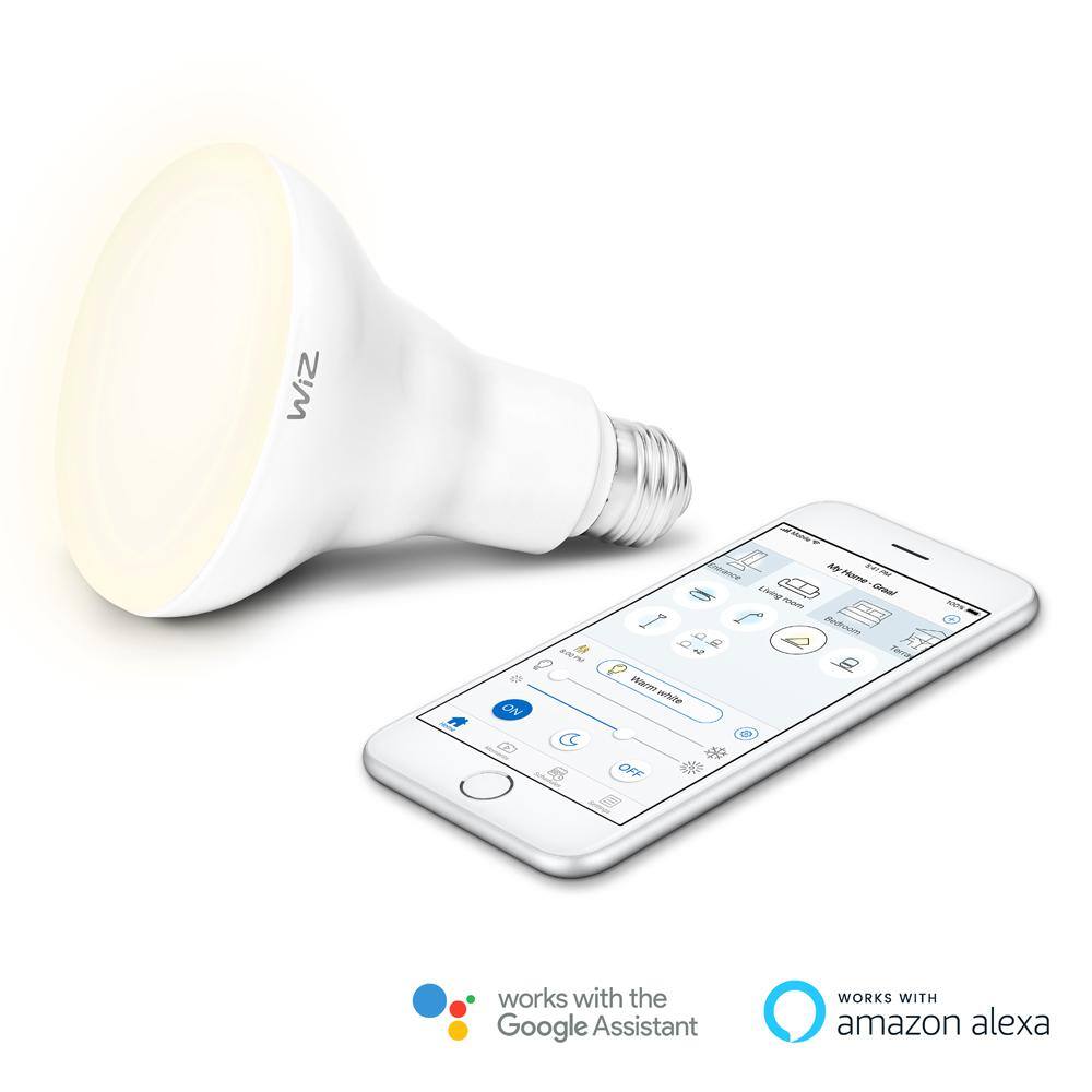 WiZ 72-Watt Equivalent BR30 Dimmable Wi-Fi Connected Smart LED Light Bulb Warm White IZ0087521