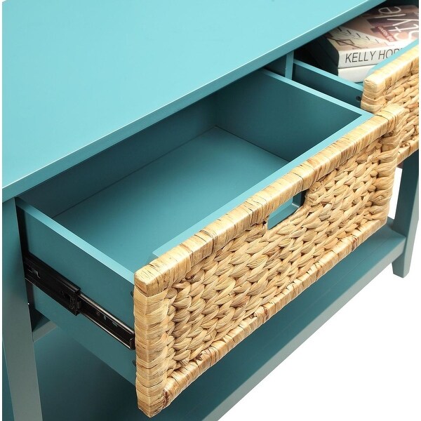 Console Table with 2 Drawers Wicker Crate Baskets