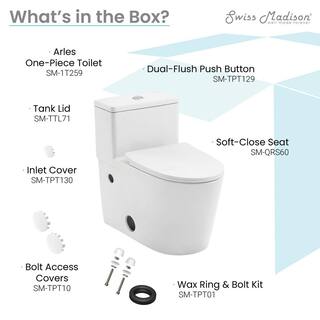 Swiss Madison Arles 1-piece 1.11.6 GPF Dual Flush Elongated Toilet in Glossy White Seat Included SM-1T259