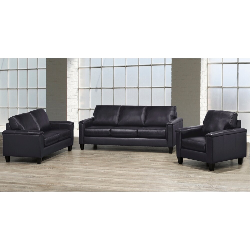 Auckland Top Grain Leather Sofa  Loveseat and Armchair Set