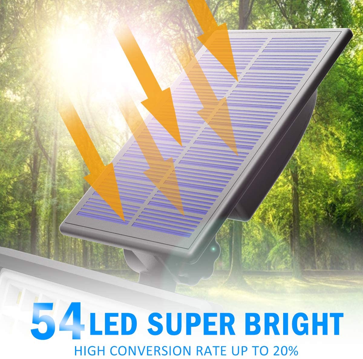 Solar Power 54LED Spot Lights Spotlights Outdoor Garden Landscape Walkway Wall Flood Lamp Waterproof IP65(Warm White)