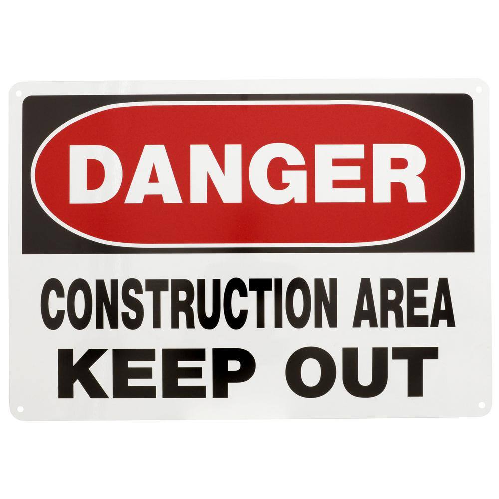 Everbilt 10 in. x 14 in. Aluminum Danger Construction Area Keep Out Sign 31014