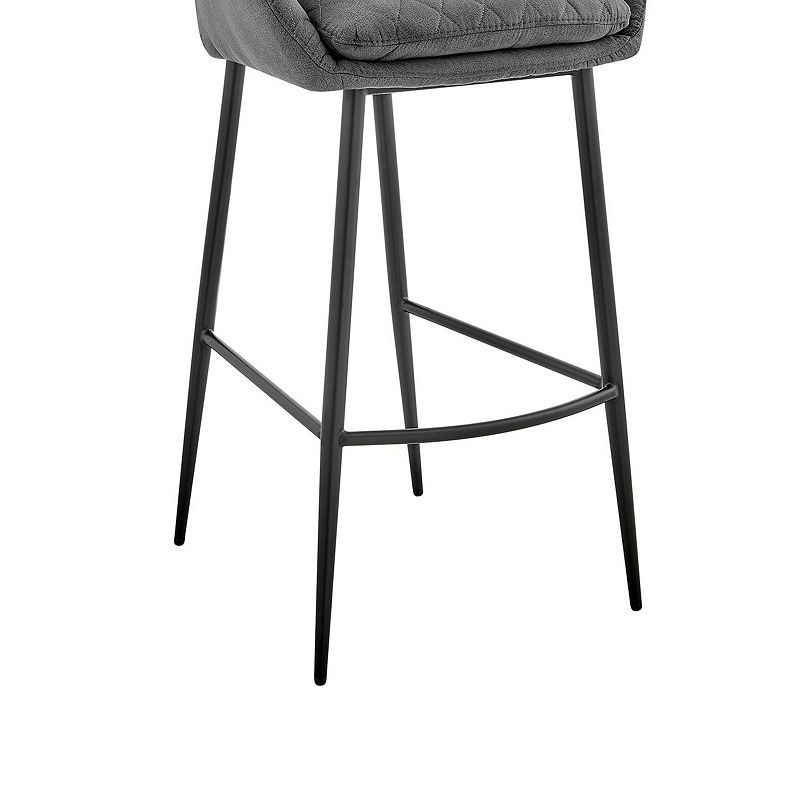 26 Inch Diamond Stiched Fabric Counter Height Bar Stool， Gray