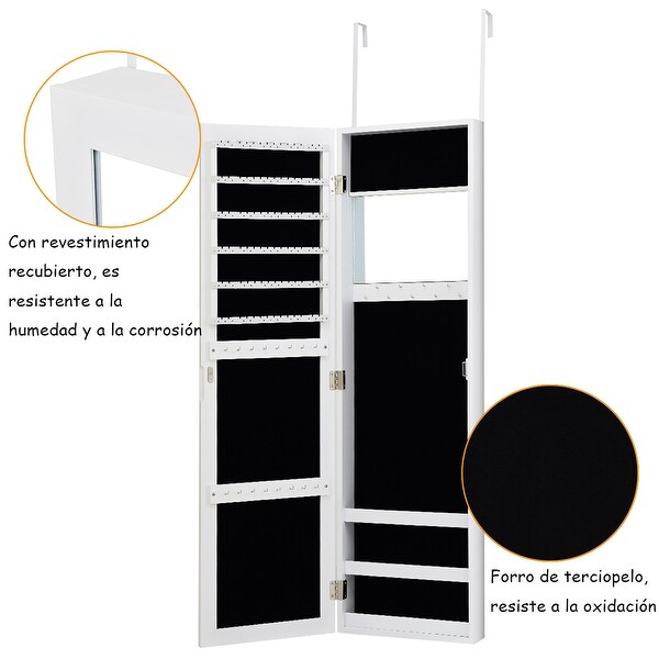 Wall Door Mounted Jewelry Organizer with Mirror - - 31672699