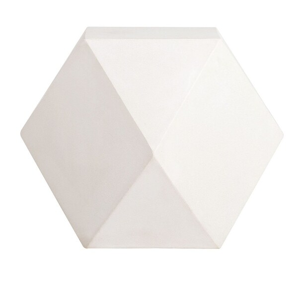 Geometric Shape Concrete Accent Table with Faceted Sides， Cream