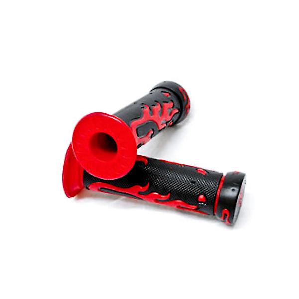 Red Flame Motorcycle Rubber Hand Grips 7/8