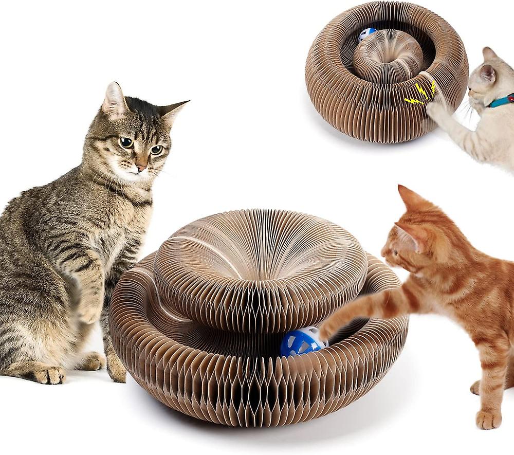 Magic Organ Cat Scratching Board-with A Toy Bell， Interactive Scratcher Cat Toy， Cat Grinding Claw Scratching Board， Foldable