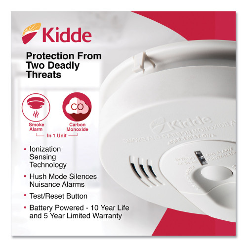 Kidde Night Hawk Combination Smoke/CO Alarm with Voice/Alarm Warning， (3) AA Batteries (9000102)