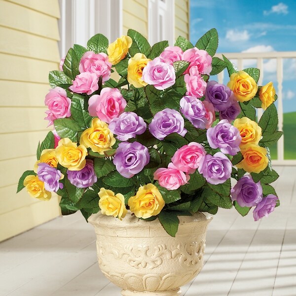 Artificial Pastel Rose Bushes Set of 3