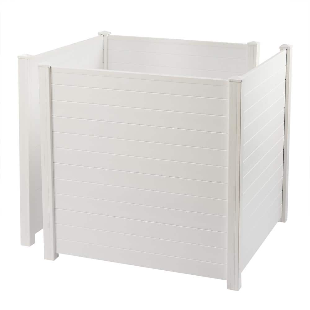 YIYIBYUS 48 in. White PVC Vinyl Outdoor Freestanding Privacy Screen Panel Metal Garden Fence (4-Pack) YLYOBZ8DWDZJ8