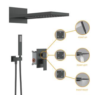 GIVING TREE 3-Spray Patterns with 22 in. Waterfall Shower Head Wall Mount Dual Shower Heads Hand Shower in Matte Black XLHDDTSH0023