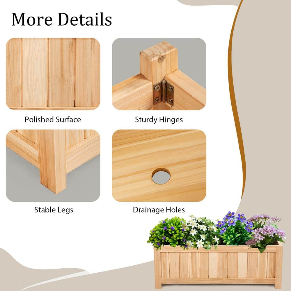 HONEY JOY 27.5 in. L x 12 in. W x 10 in. H Outdoor Wood Planter Raised Garden Bed Elevated Planter Box Kit TOPB005661