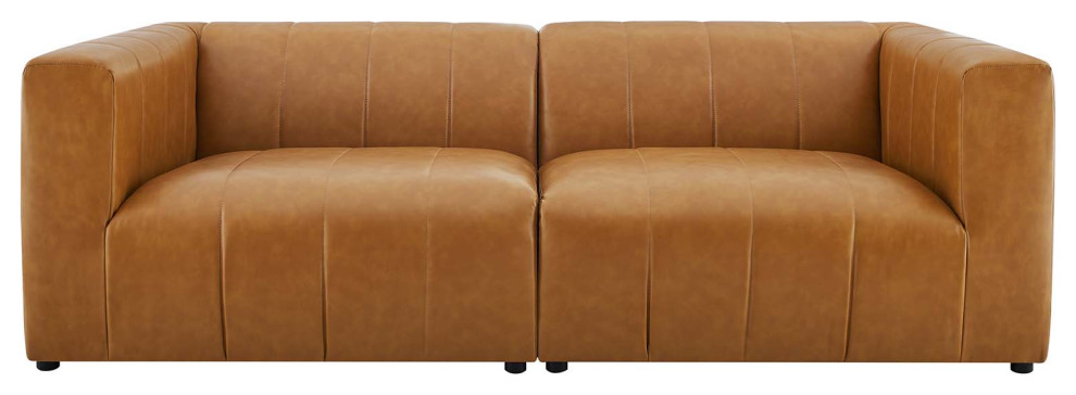 Bartlett Vegan Leather Vegan Leather 2 Piece Loveseat Tan   Contemporary   Loveseats   by ShopFreely  Houzz