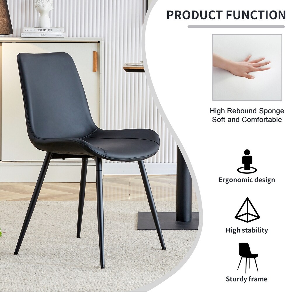 6 PCS Artificial Leather Backrest Cushion Dining Chair with Metal Legs