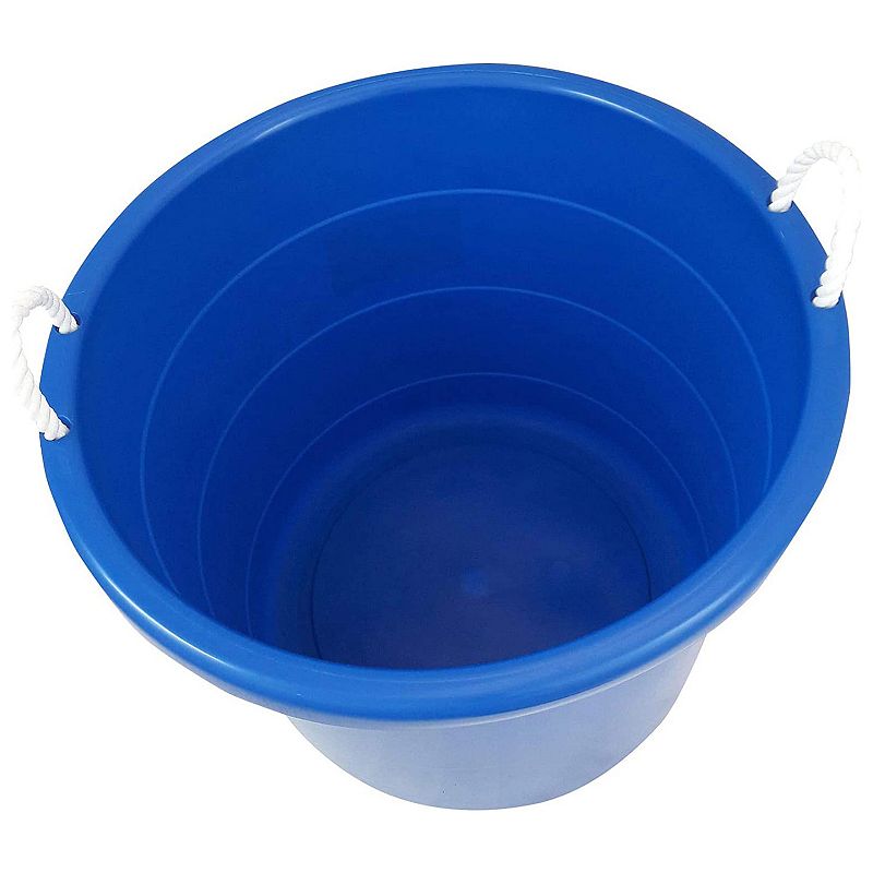 Homz 18 Gal Plastic Open Storage Round Utility Tub with Handles， Blue (2 Pack)