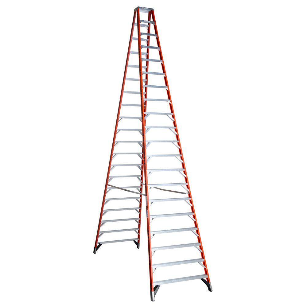 Werner 20 ft. Fiberglass Twin Step Ladder with 300 lbs. Load Capacity Type IA Duty Rating T7420