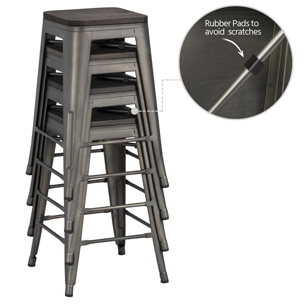 Topeakmart Bar Stool， Gunmetal， Set of 4