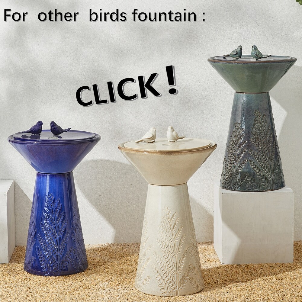 Glitzhome 24.5 inch Outdoor 2 tier Faux Pebbles Polyresin Birdbath Fountain with Pump