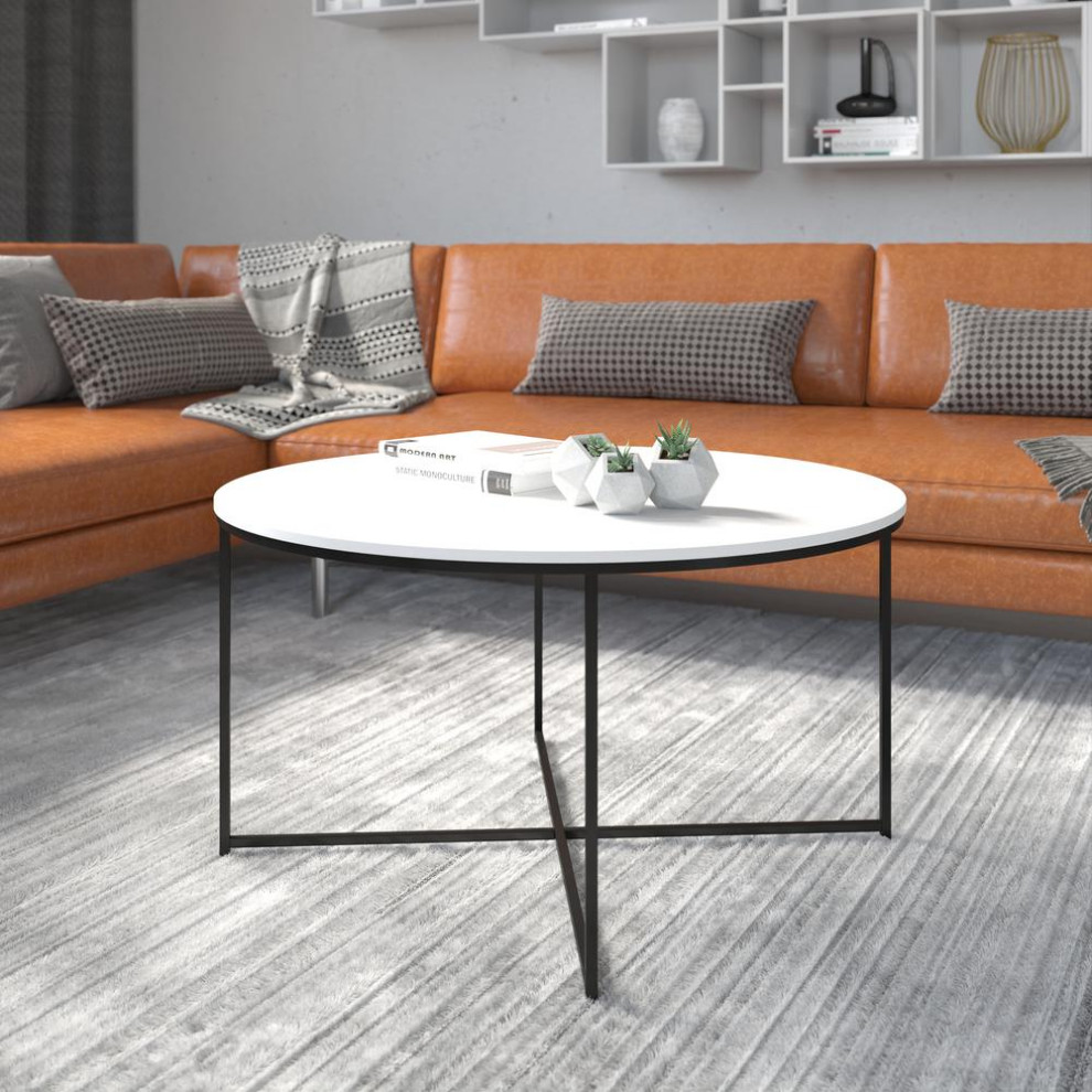 Hampstead Collection Coffee Table   Modern White Finish Accent Table with...   Contemporary   Side Tables And End Tables   by Pot Racks Plus  Houzz