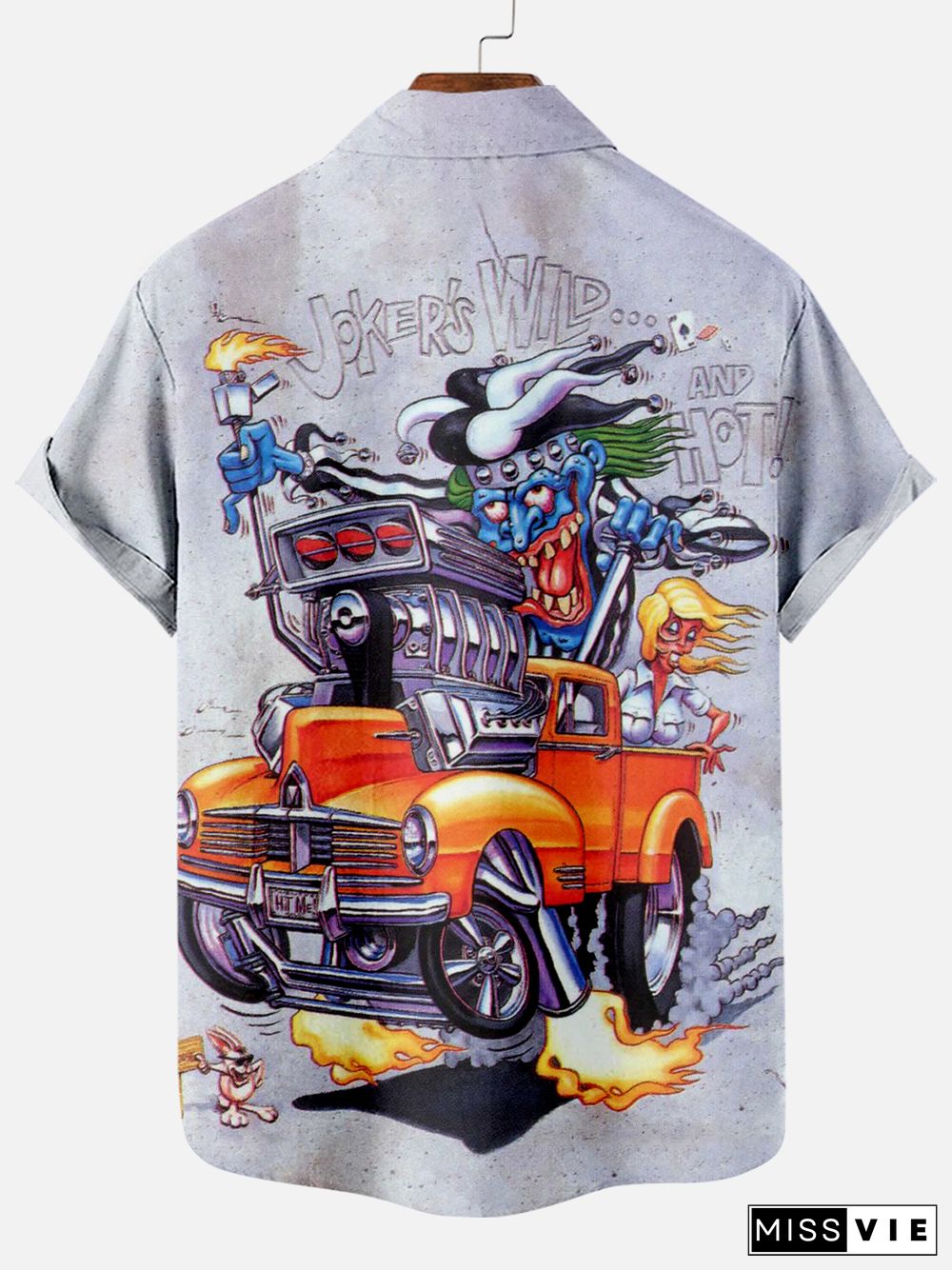 MEN'S NOSTALGIC ANIME CHARACTER RETRO CAR SHORT SLEEVE SHIRT