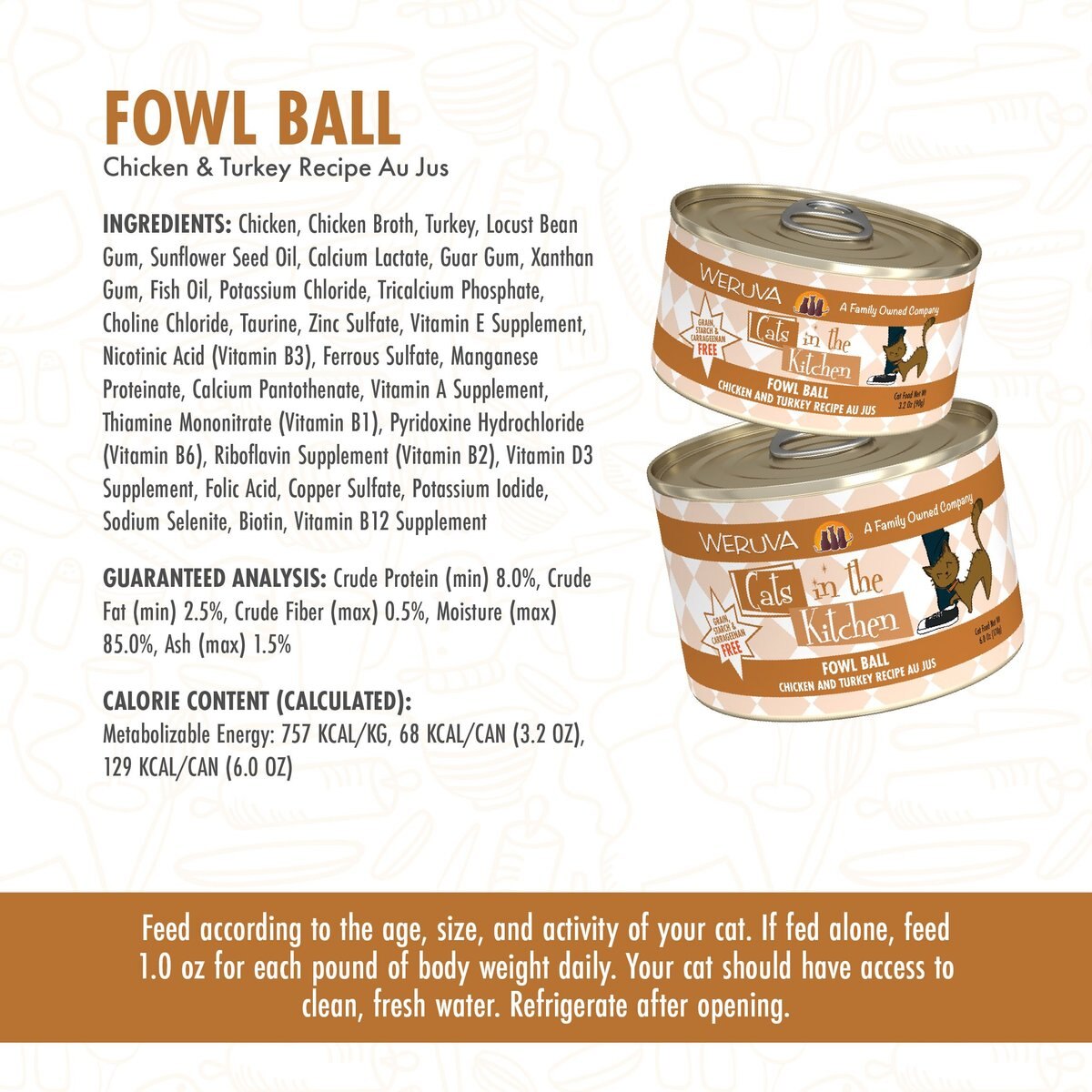 Weruva Cats in the Kitchen Fowl Ball Chicken and Turkey Au Jus Grain-Free Canned Cat Food