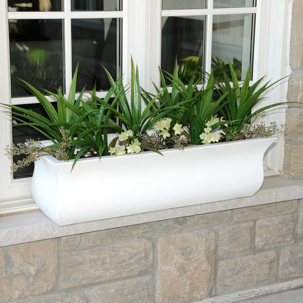 Mayne Valencia 36 in. x 10 in. White Polyethylene Window Box 5871-W